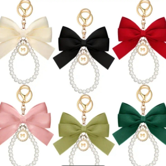 Accessories - Elegant Bow and Pearl Keychain Pick A Color